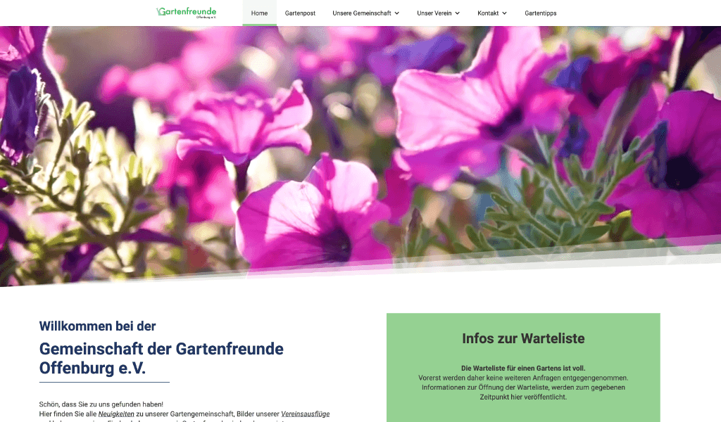 Gartenfreunde Offenburg e.V. Website